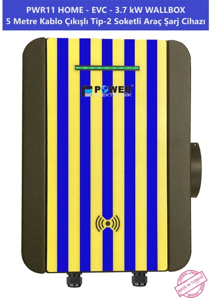 ELEKTRONİK SHOP | PWR11 HOME-EVC-3,7 kW WALLBOX - 5 MT KABLO ÇIKIŞLI ELEKTRİKLİ ARAÇ ŞARJ CİHAZI