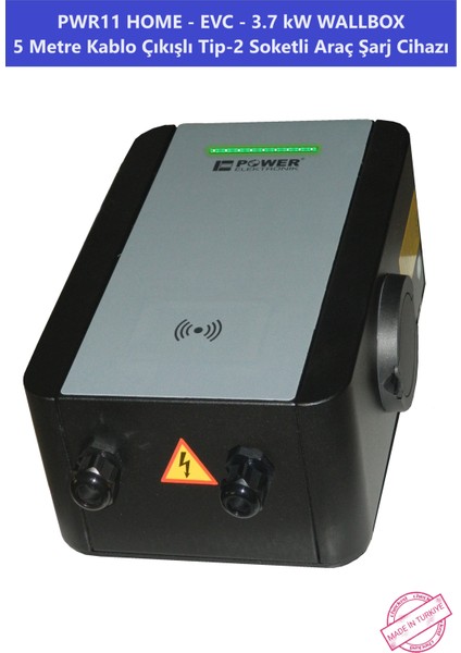 ELEKTRONİK SHOP | PWR11 HOME-EVC-3,7 kW WALLBOX - 5 MT KABLO ÇIKIŞLI ELEKTRİKLİ ARAÇ ŞARJ CİHAZI