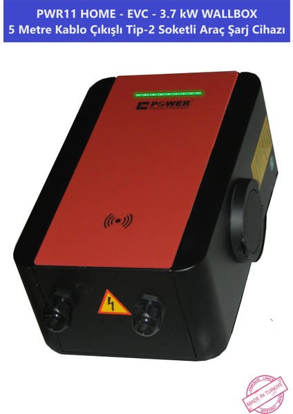 ELEKTRONİK SHOP | PWR11 HOME-EVC-3,7 kW WALLBOX - 5 MT KABLO ÇIKIŞLI ELEKTRİKLİ ARAÇ ŞARJ CİHAZI