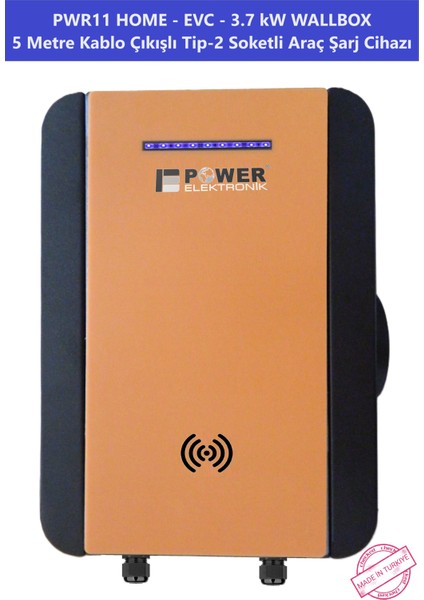 ELEKTRONİK SHOP | PWR11 HOME-EVC-3,7 kW WALLBOX - 5 MT KABLO ÇIKIŞLI ELEKTRİKLİ ARAÇ ŞARJ CİHAZI