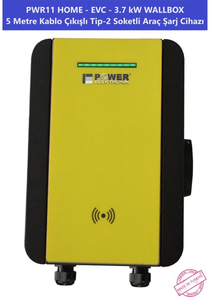 ELEKTRONİK SHOP | PWR11 HOME-EVC-3,7 kW WALLBOX - 5 MT KABLO ÇIKIŞLI ELEKTRİKLİ ARAÇ ŞARJ CİHAZI