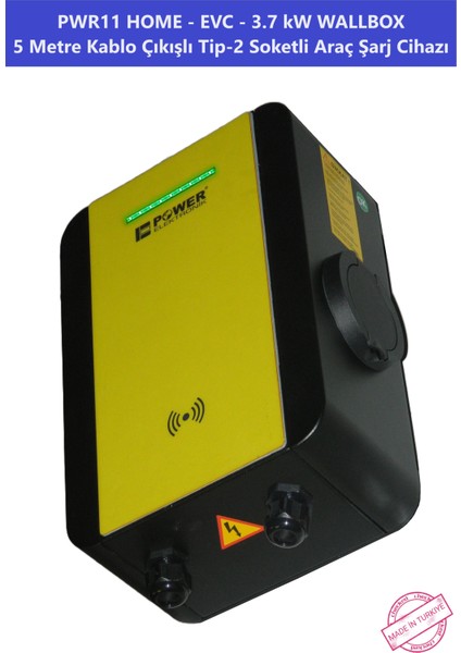 ELEKTRONİK SHOP | PWR11 HOME-EVC-3,7 kW WALLBOX - 5 MT KABLO ÇIKIŞLI ELEKTRİKLİ ARAÇ ŞARJ CİHAZI