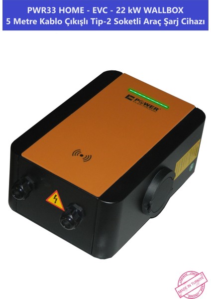 ELEKTRONİK SHOP | PWR33 HOME-EVC-22 kW WALLBOX - 5 MT KABLO ÇIKIŞLI ELEKTRİKLİ ARAÇ ŞARJ CİHAZI fırsatları