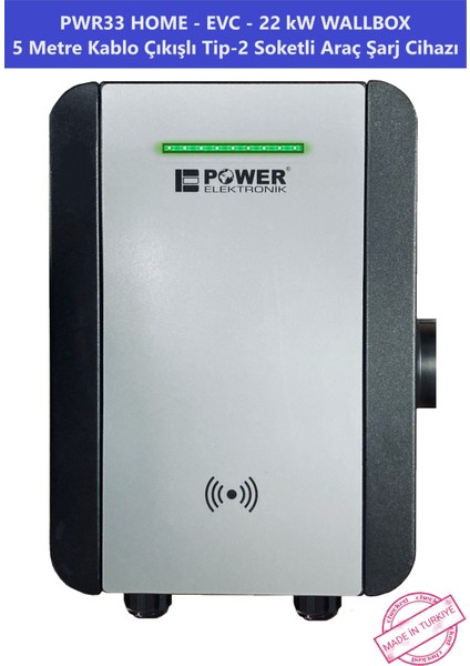 ELEKTRONİK SHOP | PWR33 HOME-EVC-22 kW WALLBOX - 5 MT KABLO ÇIKIŞLI ELEKTRİKLİ ARAÇ ŞARJ CİHAZI indirimleri