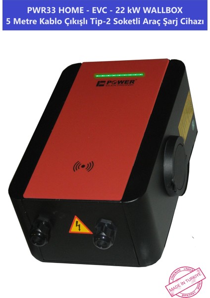 ELEKTRONİK SHOP | PWR33 HOME-EVC-22 kW WALLBOX - 5 MT KABLO ÇIKIŞLI ELEKTRİKLİ ARAÇ ŞARJ CİHAZI fiyatları