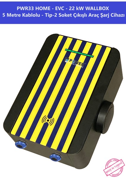 ELEKTRONİK SHOP | PWR33 HOME-EVC-22 kW WALLBOX - 5 MT KABLO ÇIKIŞLI ELEKTRİKLİ ARAÇ ŞARJ CİHAZI