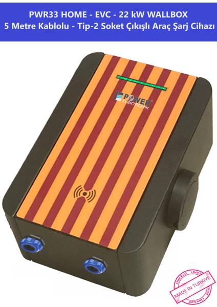 ELEKTRONİK SHOP | PWR33 HOME-EVC-22 kW WALLBOX - 5 MT KABLO ÇIKIŞLI ELEKTRİKLİ ARAÇ ŞARJ CİHAZI