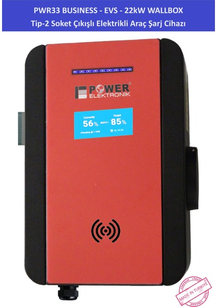ELEKTRONİK SHOP | PWR33 BUSINESS -EVS-22 kW WALLBOX - TİP2 SOKET ÇIKIŞLI ELEKTRİKLİ ARAÇ ŞARJ CİHAZI