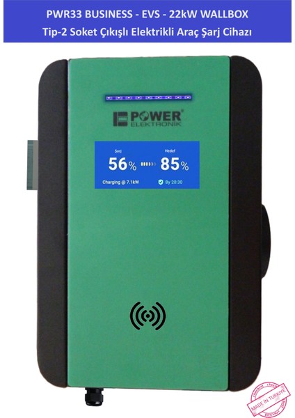 ELEKTRONİK SHOP | PWR33 BUSINESS -EVS-22 kW WALLBOX - TİP2 SOKET ÇIKIŞLI ELEKTRİKLİ ARAÇ ŞARJ CİHAZI