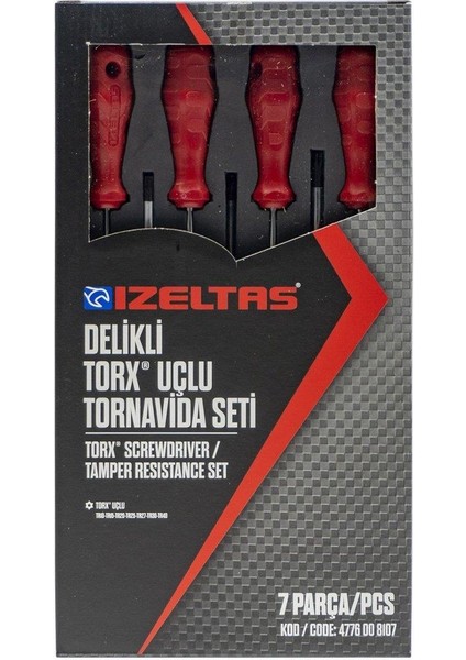 Izeltaş 4776008107 Delikli Torx Uçlu Tornavida Seti 7 Parça
