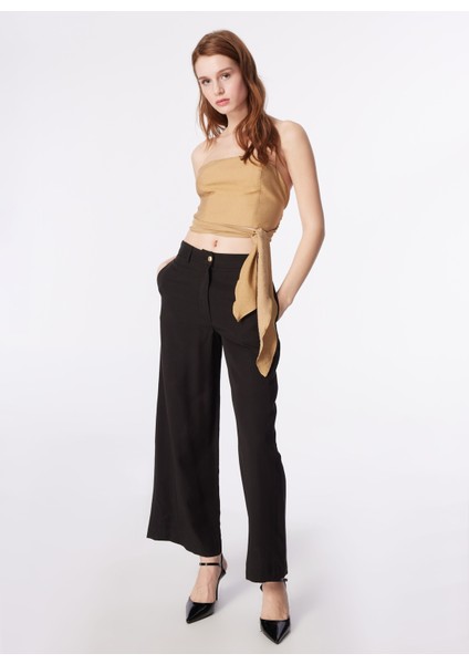 Siyah Kadın Crop Pantolon F4SL-PNT0303