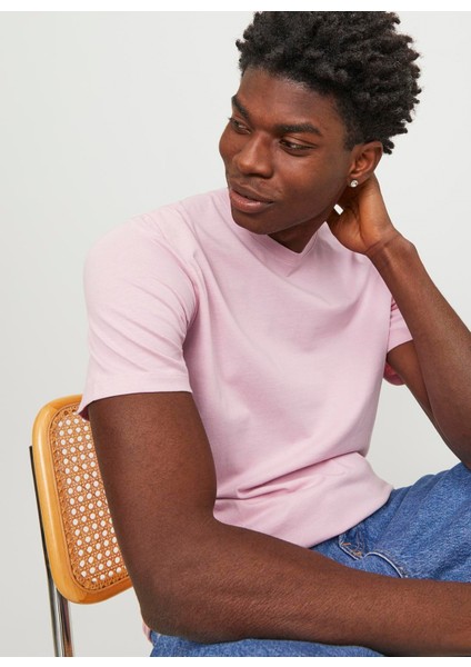 JJEORGANIC BASIC TEE SS Pembe Erkek Kısa Kol T-Shirt