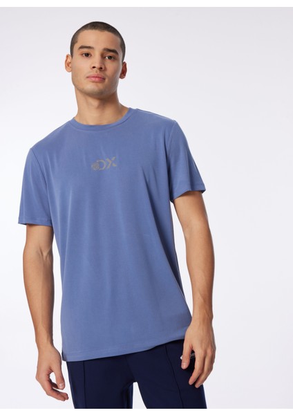 Indigo Erkek Bisiklet Yaka Relaxed Baskılı T-Shirt D4SM-TST3282 fırsatları