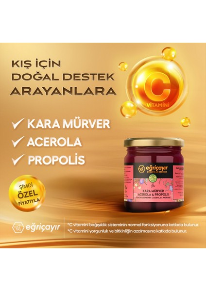 Kara Mürver + Acerola + Propolis + Ham Bal 225G