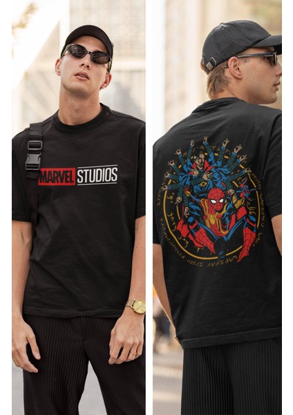 Örümcek Adam Marvel Studios Sırt Baskılı Tişört, Erkek-Kadın Oversize Spider-Man Baskılı Tshirt