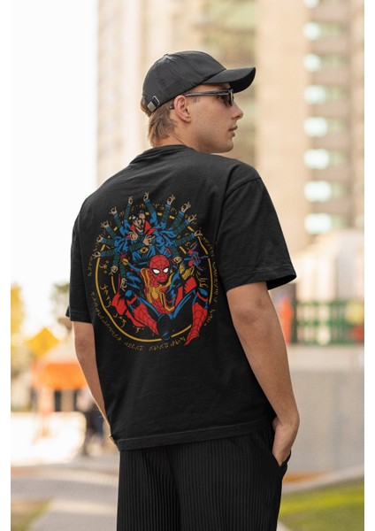 Örümcek Adam Marvel Studios Sırt Baskılı Tişört, Erkek-Kadın Oversize Spider-Man Baskılı Tshirt