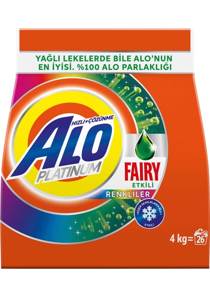 Platinum 4 kg Fairy Etkili Renkliller Hızlı Çözülme Toz Deterjan