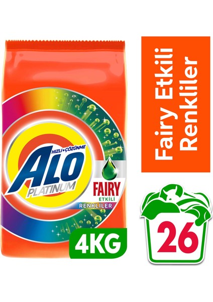 Platinum 4 kg Fairy Etkili Renkliller Hızlı Çözülme Toz Deterjan