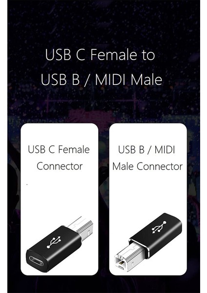 Paket USB C'den USB B'ye Adaptör Midi Denetleyici Için Tip C'den Usb'ye Mıdı Adaptörü Midi Klavye Ses Arayüzü Gümüş Gri (Yurt Dışından)