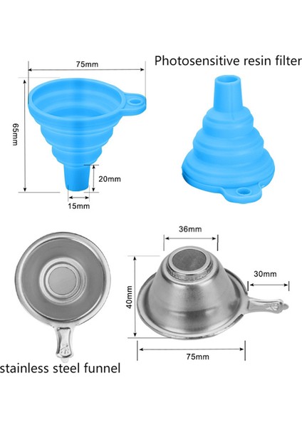 3D Yazıcı Aksesuarları Silikon Ped Huni Paslanmaz Çelik Reçine Filtre Bardak Silikon Eldiven Temizleme Fırçası Seti 5 Adet (Yurt Dışından)