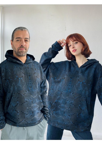 Oversize Kapüşonlu Sweatshirt Unisex Lacivert