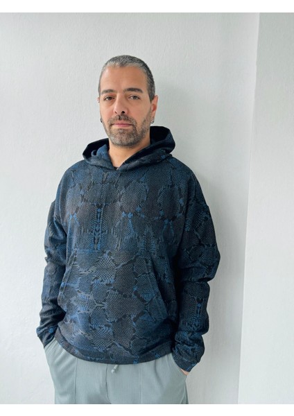 Oversize Kapüşonlu Sweatshirt Unisex Lacivert