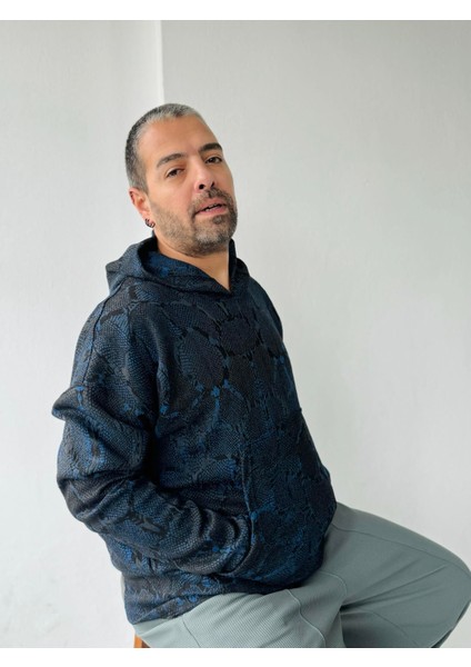 Oversize Kapüşonlu Sweatshirt Unisex Lacivert