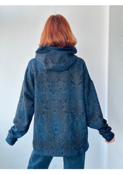 Oversize Kapüşonlu Sweatshirt Unisex Lacivert