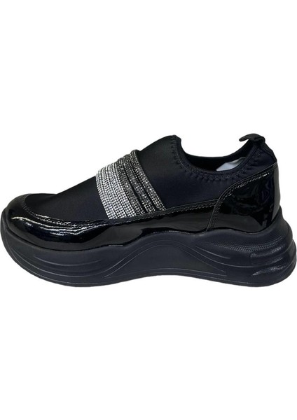 553118 Streç Esnek Kumaş Taş Detaylı Yüksek Hafif Taban Kadın Günlük Sneakers Ayakkabı fiyatları