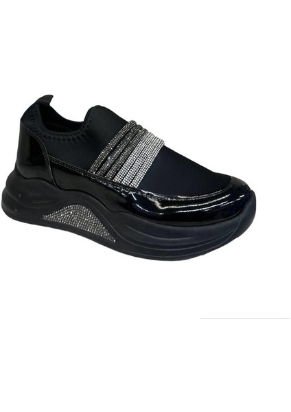 553118 Streç Esnek Kumaş Taş Detaylı Yüksek Hafif Taban Kadın Günlük Sneakers Ayakkabı fırsatları