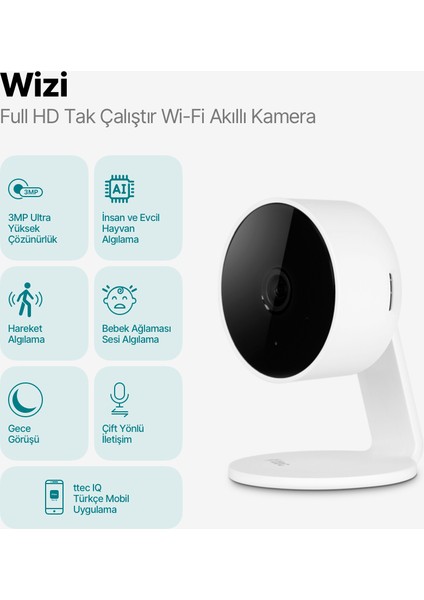 Wizi Full Hd Tak Çalıştır Wi-Fi Akıllı Kamera