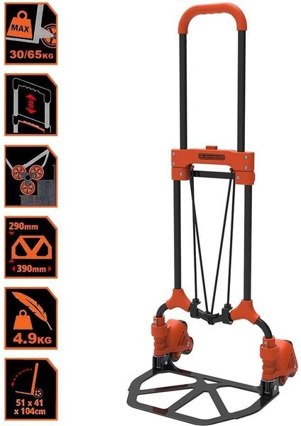 Black & Decker BH201 Merdiven Çıkabilen Katlanır El Arabası 30/65 Kg.