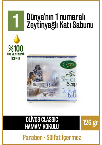 Doğal Klasik Hamam Kokulu Ve Zeytinyağlı Katı Sabun Zeytinyağı El Sabunu Yoğun Nemlendirici 126 gr