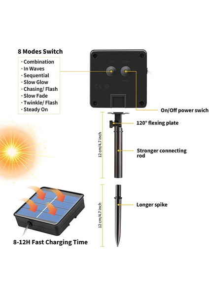 Tatil Aydınlatması Dış Mekan Suya Dayanıklı Güneş Noel Dekorasyonu Ağaç Işığı LED Dize Işık (Yurt Dışından)