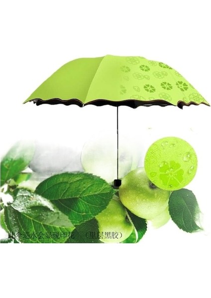 Hyt-Şemsiye Üç Katlı Su Çiçeği Şemsiyeyle Buluşuyor Manuel Katlanır Şemsiye Çift Amaçlı Katlanır Şemsiye-Beyaz - Yeşil (Yurt Dışından)