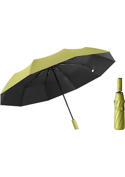 Hyt-Güneş ve Yağmur Geçirmez Otomatik Şemsiye Kalınlaştırılmış Katlanır Şemsiye-Sarı (Yurt Dışından)