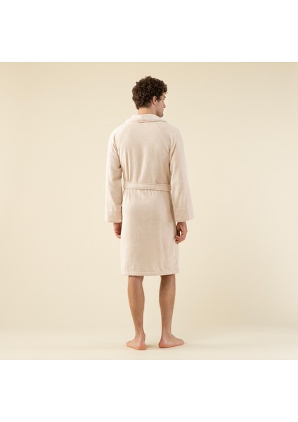 Solid Unisex Bornoz Ekru