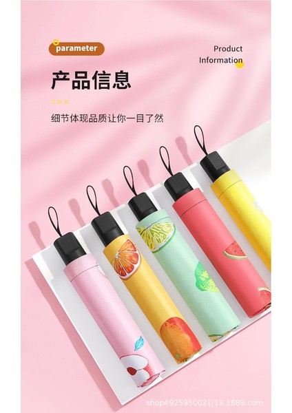 Ww Sevimli Meyve Deseni Katlanır Kadın Şemsiye - Pembe (Yurt Dışından) fırsatları