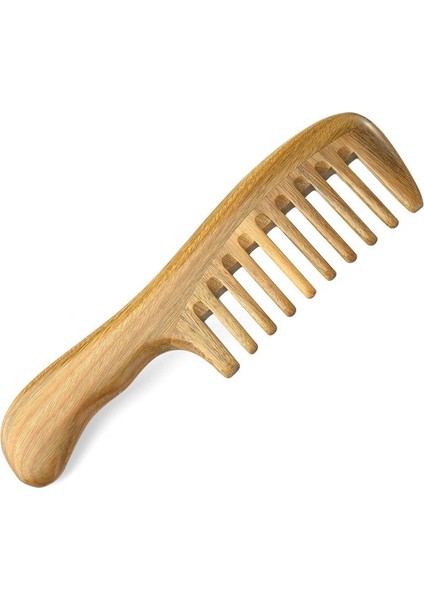 Geniş Diş Doğal Sandal Ağacı Saç Tarağı - Kalın Kıvırcık Dalgalı Saçlar Için Pürüzsüz Saplı Statik Ahşap Dolaşık Açıcı Tarak (Yurt Dışından) modelleri