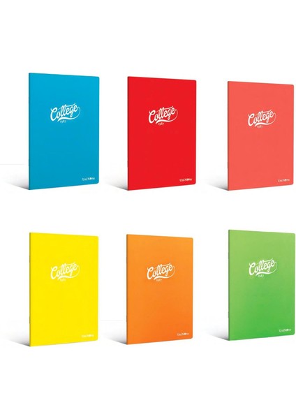 College A5 60 Yaprak Plastik Kapak Dikişli Defter 2 Çizgili+2 Kareli ( Küçük Boy )