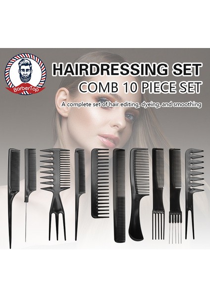 Kuaförlük Tarağı 10 Parça Set Düz Tarak Plastik Tarak Siyah Set Tarak (Yurt Dışından) fiyatları