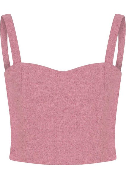 Fermuar Detaylı Askılı Bluz Pembe Y2213044_038