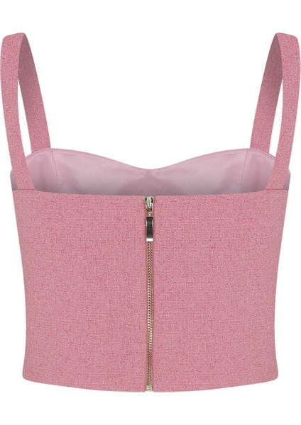 Fermuar Detaylı Askılı Bluz Pembe Y2213044_038