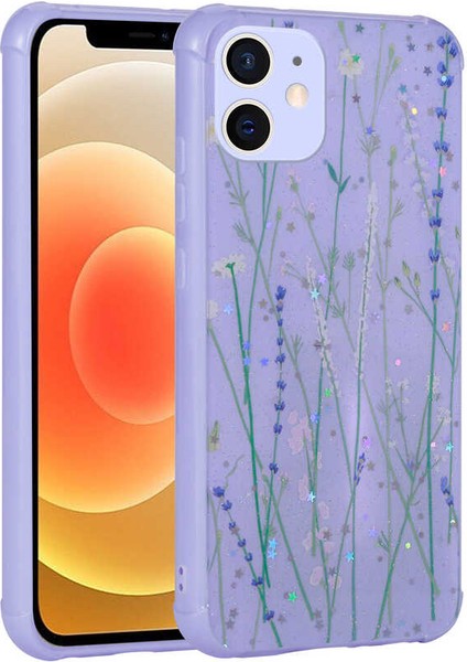 Apple iPhone 12 - Uyumlu Simli Desenli Kamera Korumalı Parlak Bulut E-Ticaret Popy Kapak-Dallar