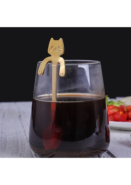 Kahve Kaşığı Kedi Şekilli Çay Kaşığı 304 Paslanmaz Çelik Karıştırma Kaşığı (Yurt Dışından)