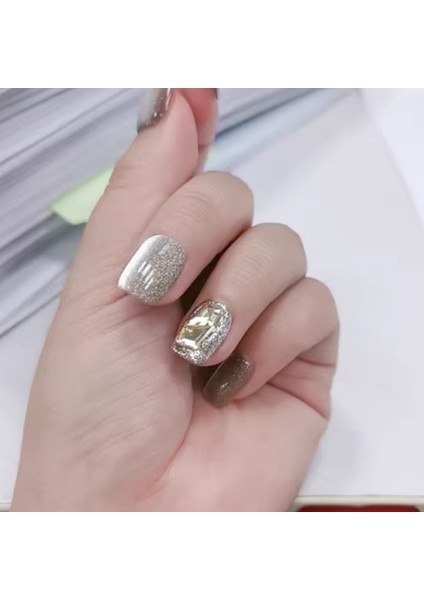 Wear Nail Kadın Altın Kedi Gözü Takma Çiviler Çıkarılabilir Kısa Manikür (Yurt Dışından)