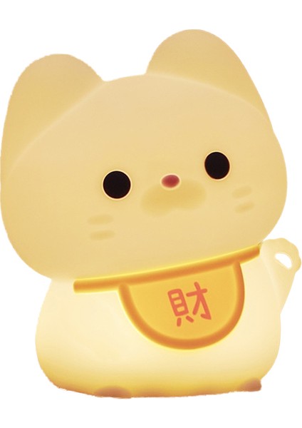 Fortune Kedi Gece Lambası Kedi Yatak Odası Uyku Lambası Pat Lamba Silikon Lamba Başucu Lambası (Yurt Dışından)