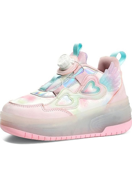 Kızların Tekerlekli Patenleri, Hafif Çocuk Ayakkabıları, Işıklı Deri Yüzey, Ilkokullu Kız Deforme Olmuş Tekerlekli Ayakkabılar (Yurt Dışından)