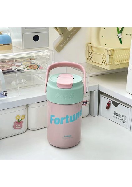 Çocuklar Için Paslanmaz Çelik Pipetli Bardak, Kız Öğrenciler Için Taşınabilir Termos Bardak, Güzel Görünümlü, Geniş Kapasiteli Eşlik Eden Bardak (Yurt Dışından)