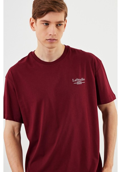 Leo Erkek Oversize Tshirt %100 Pamuk Bisiklet Yaka Baskı Detaylı Basic Tişört CMRE86